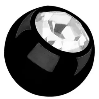 Taffstyle Piercing-Set Piercing Ersatz Schraubkugel mit Kristall, Kugel Verschluss Verschlusskugel Ersatzteile Edelstahl Schwarz Strass weiß Kugel: 4mm - Innengewinde: 1,2mm