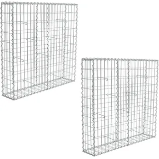 Estexo Gabione Steinkorb 100x100x20 cm 2er Set Draht Wand Gitter Metall