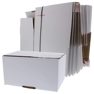 ToniTec Versandkarton FIX Faltkarton Karton Größe S 20 Stück mit Klebe Deckel und Automatikboden für schnellen Versand Weiß (310x230x110mm)