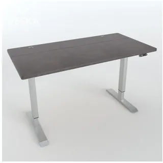veska Höhenverstellbarer Schreibtisch (140 x 70 cm) - Sitz- & Stehpult - Bürotisch Elektrisch Höhenverstellbar mit Touchscreen & Stahlfüßen - Silber/Anthrazit dunkel