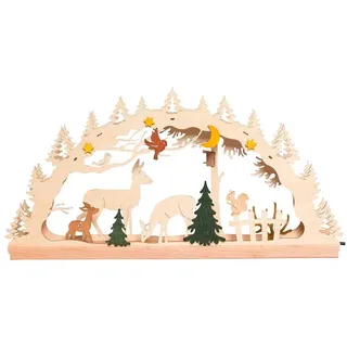 Hobaku HOLZ - BASTELN - KUHNERT Kuhnert - Hobaku Bastelset - Schwibbogen/Lichterkranz - Motiv: Wald - Dekoration aus Holz zum Zusammenbauen - Maße: ca. 40 x 20 x 5 cm - Made in Germany