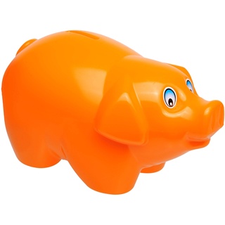 alles-meine.de GmbH große XL - Spardose - Schwein - orange - 19 cm groß - stabile Sparbüchse aus Kunststoff/Plastik - Sparschwein - Glücksbringer - für Kinder & Erwachsene/lu..