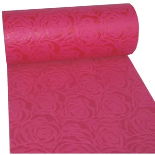 Dekoflor Tischband Tischläufer Tischdeko einzigartiges Rosen Design (Wasserfest, Lotuseffekt, samtige Oberfläche, 25 m Rolle, 30 cm Breite, 100% Nylon), Pink