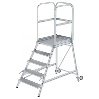 Günzburger MUNK Podestleiter einseitig Rollen-Griff 5 Stufen