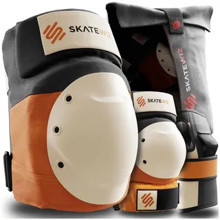 SKATEWIZ Schoner-Set Erwachsene Skateboard Rollschuhe Schlittschuhe Protektoren 3er Set orange M/L