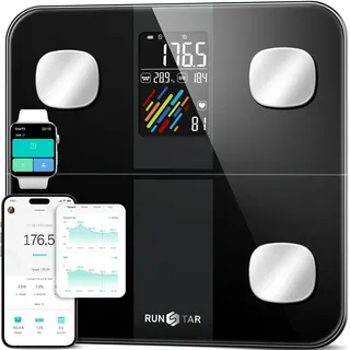RunSTAR Smart Scale für Körpergewicht und Fettanteil, hohe Genauigkeit, digitale Personenwaage mit großem Display, Waage für 15 Körperzusammensetzungsmetriken, 180 kg, FSA HSA zugelassen