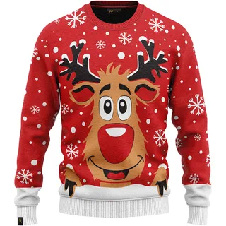 JAP Rudolf das Rentier Rot - Lustiger Hässlicher Weihnachtspullover Für Damen und Herren Ugly Christmas Sweater 3-4Y - 3-4 Jahre