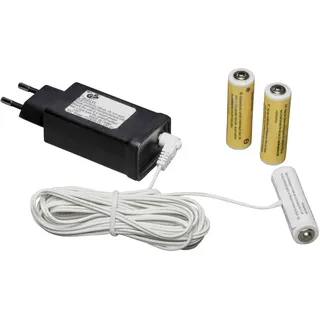Konstsmide Netzadapter für Batterieartikel 3 x AA 1.5V Batterien, 4.5V, weißes Kabel - 5163-000, Schwarz