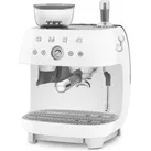 Smeg manuell Espressomaschine EGF03WHEU, Manuell, Mit Integrierter Kaffeemühle, Thermoblock, 4 Temperaturstufen, Dampfdüse, Manometer, 1 L Tank, 1350 W, Weiß