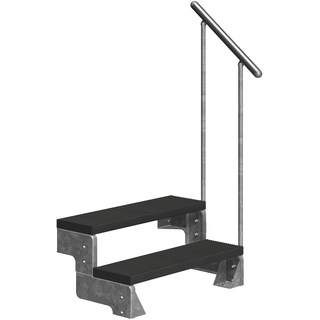 DOLLE Außentreppe Gardentop mit Geländer verzinkt Breite 100 cm Trimax anthrazit