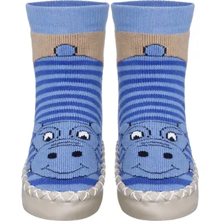 Playshoes Jungen Unisex Kinder Hüttenschuh Socken, blau-Nilpferd, 17/18