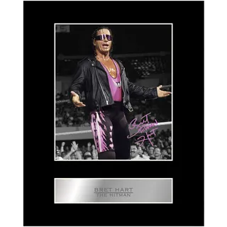 Bret Hart signiertes Foto mit Passepartout, The Hitman Sport, Autogramm