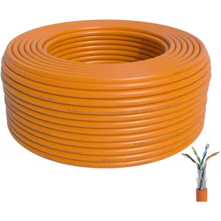 BIGtec CAT 7 Netzwerkkabel Verlegekabel LAN Kabel 10m CAT7 PiMF halogenfrei Zertifiziert GHMT BauPVO Eca POE orange Netzwerk Installationskabel Datenkabel