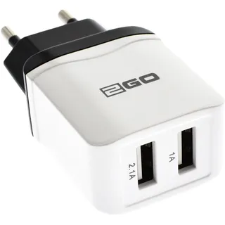 2Go Netz-Ladegerät USB Duo weiß Max 2,1A Strom Verteilung