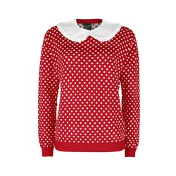 Pussy Deluxe Dotties Knit Pullover & Collar Knit jumper red white