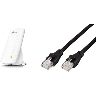 TP-Link RE200 WLAN Repeater (750 Mbit/s, Dual WLAN AC+N, WLAN Verstärker, LAN Port, App Steuerung, kompatibel zu Allen WLAN Geräten) & Amazon Basics Ethernet-Netzwerkkabel, RJ45, Cat6