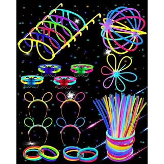 Knicklichter Party Set-100x Knicklichter-Knicklichter Kinder-Leuchtstäbe mit Verbinder-Leuchtende Party Deko Party Zubehör-Festival Zubehör