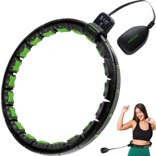 Tunturi Smart Verstellbarer Hula-Hoop - Massage-Hula-Hoop mit Gewicht - Fitness-Hula-Hoop 1,3 kg - Taillenumfang verstellbar von 44 bis 106 cm - Inkl. Display