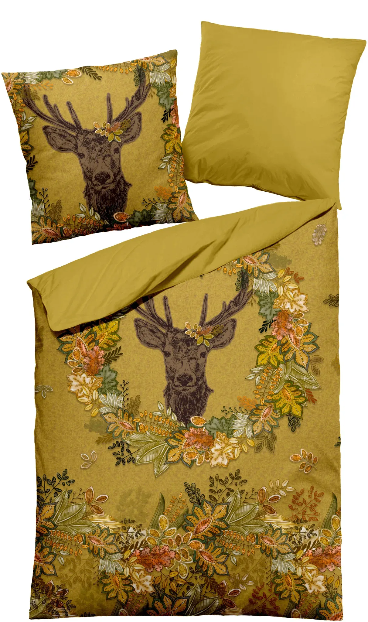 Bettwäsche HIRSCH Satin (BL 135x200 cm) - gelb - BL 135x200 cm