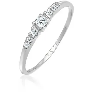 Elli Ringe - Ring Verlobungsring Diamanten (0.11 ct) 585 Weißgo - Gr. 58 MM - in Silber - für Damen