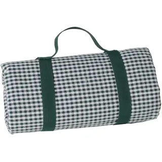 Les Jardins de la Comtesse - Rechteckige Picknickdecke XL Dunkelgrün Karierte - Picknickdecke aus Baumwolle mit wasserabweisender Rückseite/Polyester - zusammenfaltbare mit Halterung - 140 x 280 cm