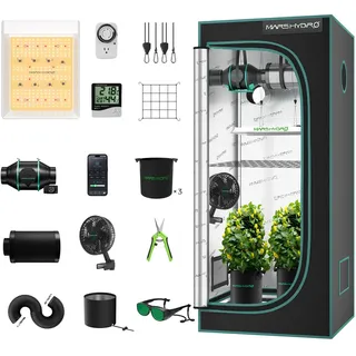 Mars Hydro TS600 Growzelt Komplettset Led Grow Tent Kit LED Grow Light Grow Lampe 60X60X140cm Indoor Grow Set, Growzelt Komplettset