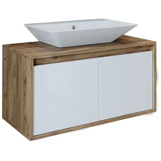 roomartstore.de Atlantic-85 Unterschrank 85 x 0 x 0 cm Beige/Weiß-Eiche