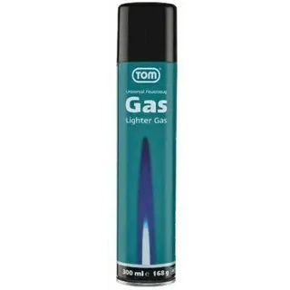Tom Feuerzeuggas Lg-300 - 300 ml Nachfüllgas für Feuerzeuge Metall Modern