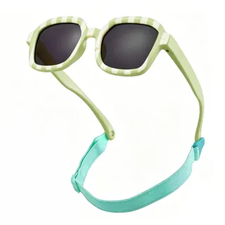 BUERPINKING Sonnenbrille Baby Polarisierte mit Riemen, Polarisiert mit UV400 Schutz, Verstellbare Silikon weich Quadrat Rahmen und UV Schutz für Kleinkinder von 0-2 Jahr Jungen und Mädchen, Hellgrün