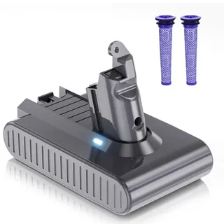 8000mAh Ersatz für Dyson V6 Akku, Lithium Akku für Dyson V6 Kompatibel für Absolute Animal Motorhead SV03 SV04 SV05 SV06 SV07 SV09 DC58 DC59 DC61 DC62 DC72 DC74 Staubsauger mit 2 Filtern