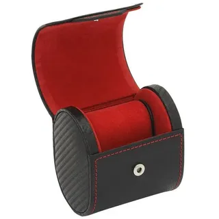 Friedrich/23 Uhrenetui - Uhrenbox Corbon in schwarz – Platz für 1 Uhr – Druckknopf und Uhrenkissen – Carbon-Optik