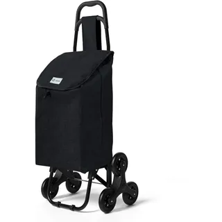 VOUNOT Einkaufstrolley Treppensteiger, Trolly Einkaufswagen Klappbar, Hackenporsche mit 3 Räder, Wasserdichter, 32L Schwarz (Oxford) 94 x 37 x 34 cm