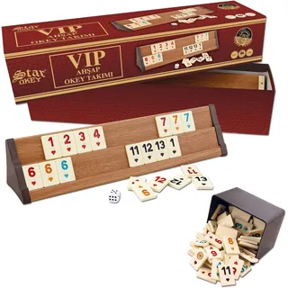 Star VIP STAR V.I.P Holz Wooden Rummy Set VIP Okey mit Melamin Steine AHSAP Okey TAKIMI