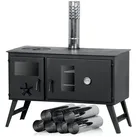 CampFeuer Feuerstelle Zeltofen, 28,5 x 58,5 x 260 cm, Zeltheizung, Holzofen für Camping, (1-St), Backfach mit Thermometer schwarz