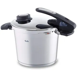 Fissler Vitavit Edition Design/Induktions-Schnellkochtopf (6 L, Ø 22 cm) Edelstahl-Dampfkochtopf, 2 Garstufen, stapelbar, alle Herdarten, mit Einsatz