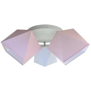 FKL DESIGN Home Deco Deckenleuchte Deckenlampe Kinderleuchte Kinderlampe Leuchte Lampe mehrfarbig Stern Metall 230V 299 300 G3 (299-G3 Glatt, Rosa-Weiß-Rosa)