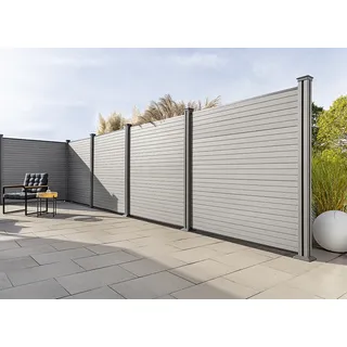 WPC-Sichtschutzzaun CORTADO - 5x Element + 6x Pfosten - Grau