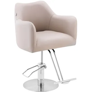 Physa Friseurstuhl mit Fußstütze - 53 - 69 cm - 200 kg - Beige, Silbern PHYSA TILBURY BEIGE