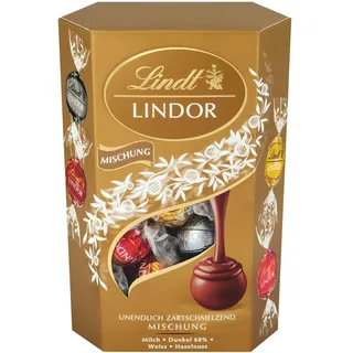 Lindt Schokolade LINDOR Kugeln Mischung | 200g Cornet | Schokoladen-Kugeln mit zartschmelzender Füllung (Vollmilch, Weiss, Dark und Haselnuss | Pralinen-Geschenk | Schokoladen-Geschenk