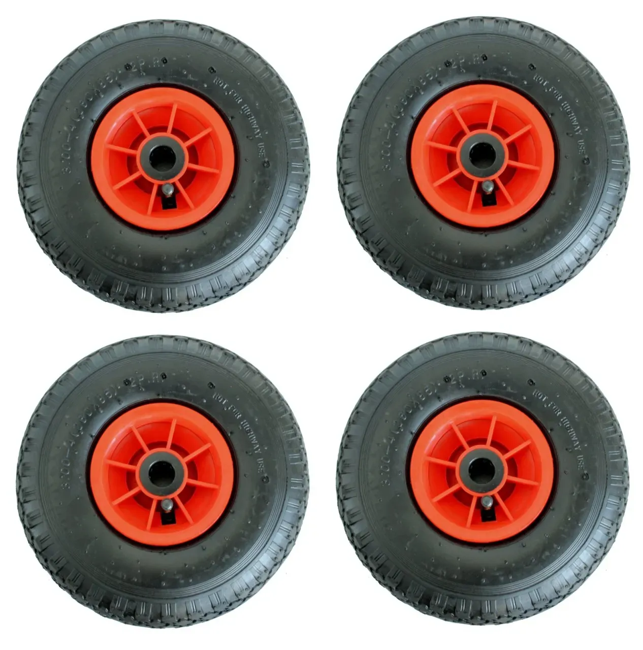 4x Sackkarrenrad Luftrad 260x85 mm 3.00-4 Nabe Ø 20 mm robustes 4 PR Gewebe Pink zentrierte 75 mm Nabe