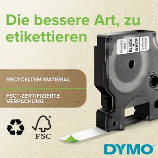 Dymo Schriftband D1 schwarz auf weiß 0,64cm x 7m (43613)