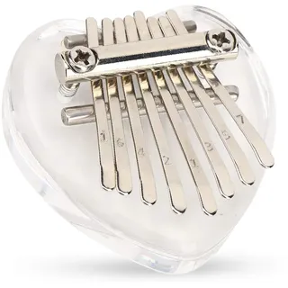 Mini Kalimba Daumenklavier, 8 Keys Kalimba, Mini Tragbares Acryl Daumen Klavier Musikinstrument für Kinder Erwachsene Anfänger (Heart-shaped crystal)