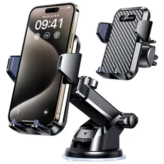 VANMASS Handyhalterung Auto 2025 neuste Version Handy Halterung Auto 4 in 1 Lüftung & Saugnapf Handyhalter 100% Kratzschutz Smartphone Halterung für iPhone 16 Samsung S24 Huawei Xiaomi LG usw