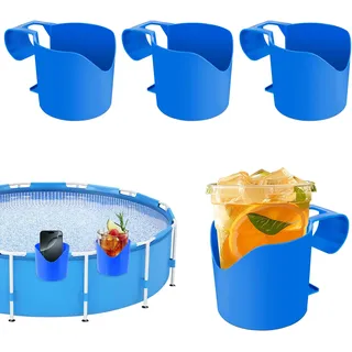 Muyohix Pool Getränkehalter, 4 Stück Poolrand Becherhalter, Wasserbecher Hängehalter für Schwimmbecken, Poolside Dosenhalter Pool Zubehör für Getränke, Bier, Handy, Sonnenbrillen
