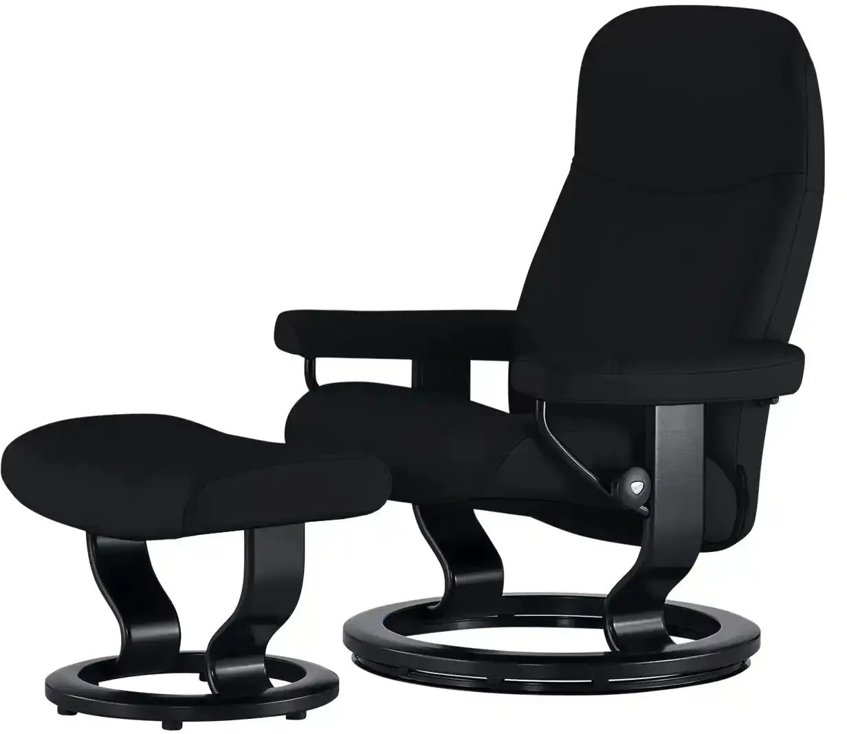 Stressless Relaxsessel mit Hocker  Consul , schwarz , Maße (cm): B: 76 H: 100 T: 71.0