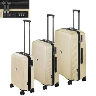 Reisekoffer mit 4 Rollen Koffer Set Trolley Taupe Beige Hartschalen 3tlg. TSA
