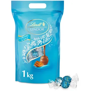 Lindt LINDOR Salted Caramel | ca. 80 Schokoladen Kugeln Milch-Schokolade mit einer Füllung aus Salz-Karamell | Großpackung, Pralinen-Geschenk, 1kg