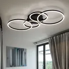 Deckenleuchte Ringleuchte Deckenlampe Innen Leuchte vier Ringe Design, schwarz matt opal, Metall, LED, LxBxH: 65,5x40,6x7,5 cm