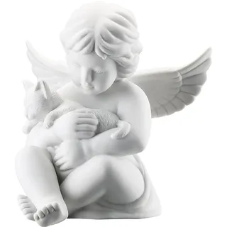 Rosenthal Engel mit Katze Figur, 13,2X 11,2 x H 14,3 cm, Porzellan Weiss-matt, inkl. Geschenkbox