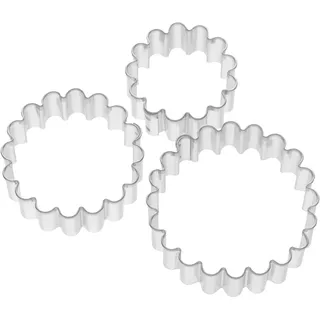 Original Kaiser Terrassen Ausstecher Set 3-teilig, Plätzchen Ausstecher rund, Keksausstecher Ring gewellt, Weihnachten Plätzchenausstecher, Ausstecher für Plätzchen, Kekse und Fondant